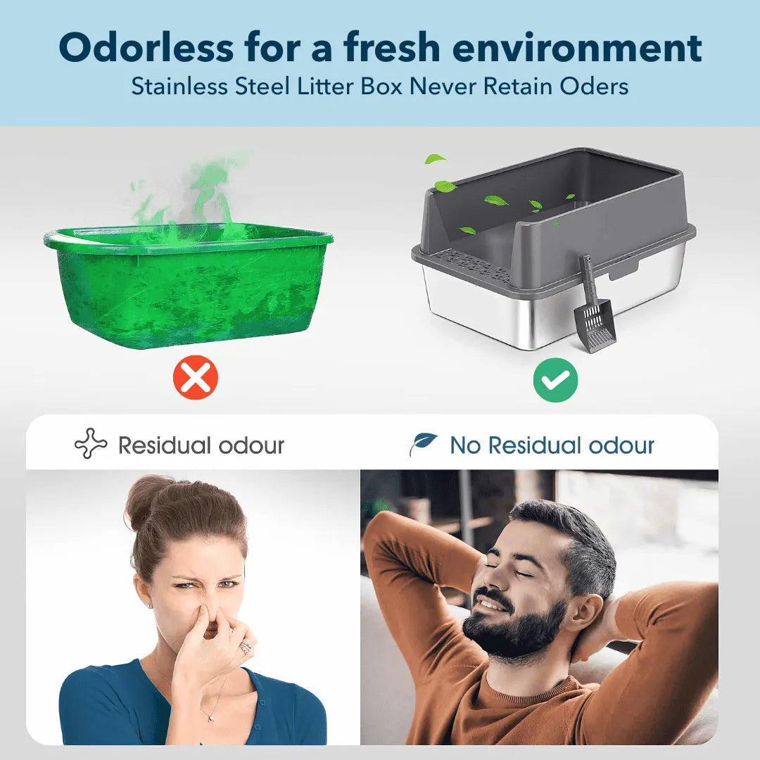 XXL Stainless Steel Cat Litter Box with Lid –  My cat's litter box outlasted my last relationship 😂 — stainless steel, rust-proof, odor-free forever"