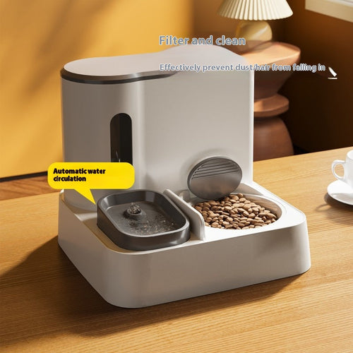 Cat Automatic Pet Feeder Water Dispenser Integrated Double Bowl Drinking Pet