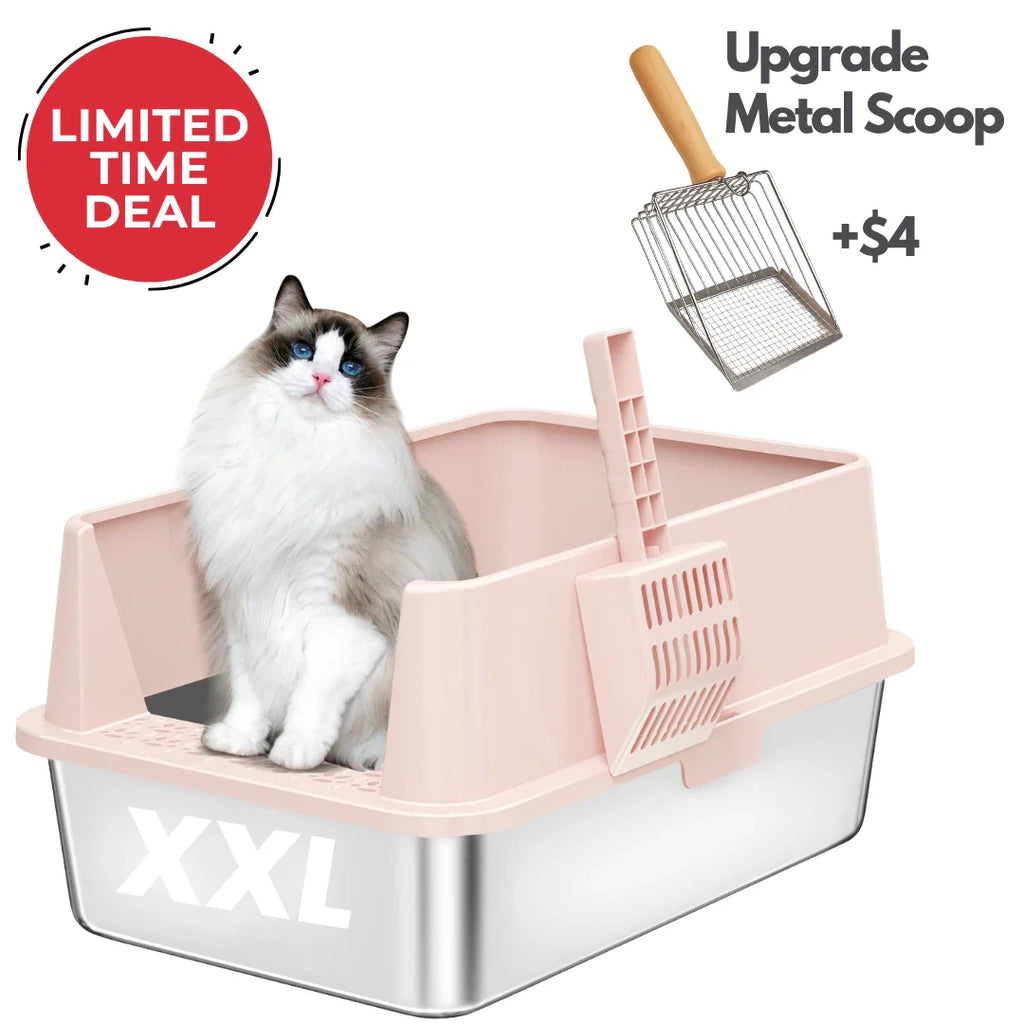 XXL Stainless Steel Cat Litter Box with Lid –  My cat's litter box outlasted my last relationship 😂 — stainless steel, rust-proof, odor-free forever"