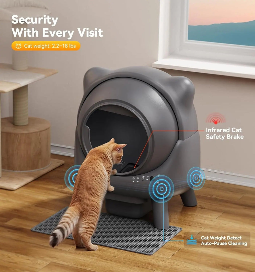 Automatic Self-Cleaning Cat Litter Box – Odor Control, App Monitor, Black
