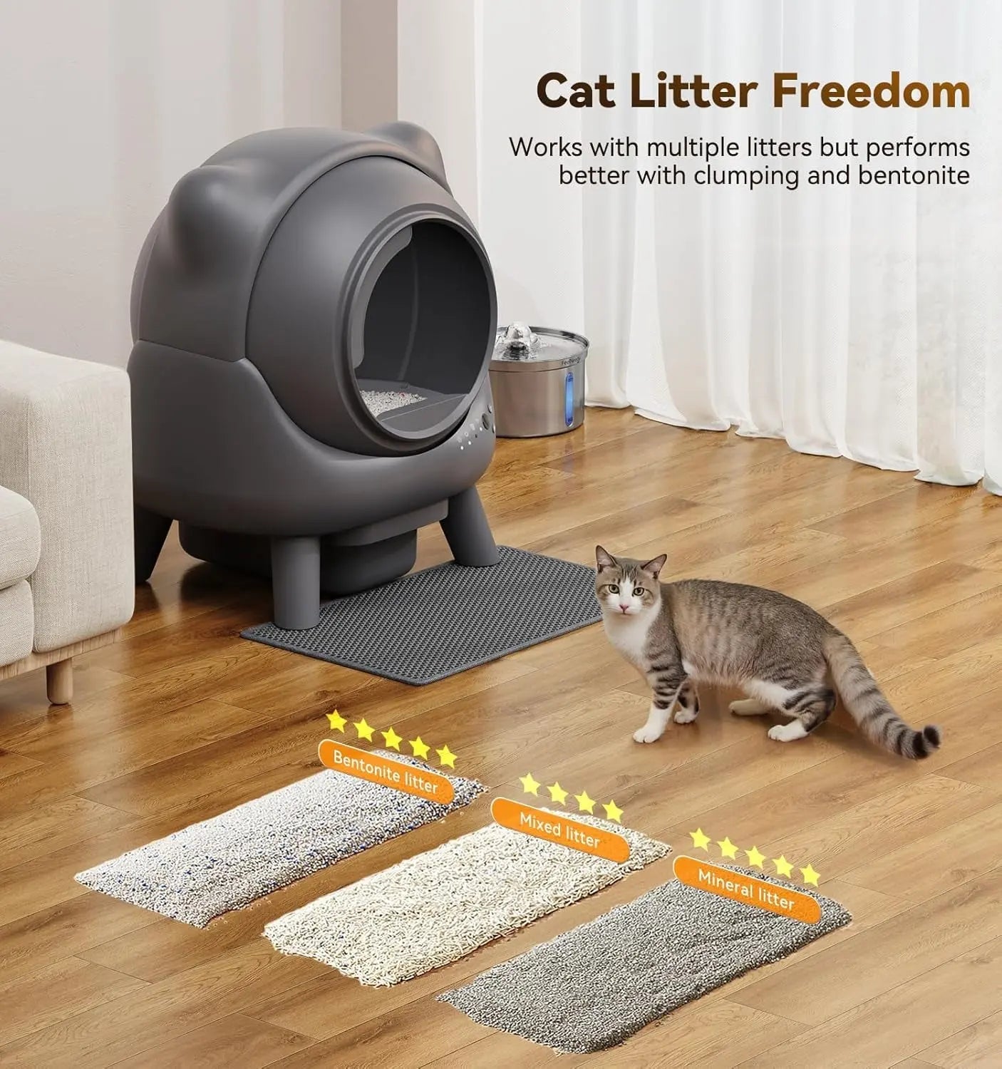 Automatic Self-Cleaning Cat Litter Box – Odor Control, App Monitor, Black