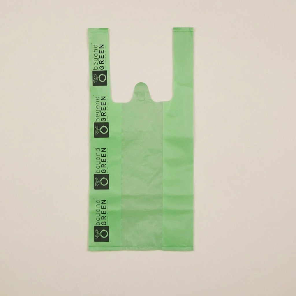 Green Dog Waste Bags – 8" x 16" with 5" Gusset & Handles – Made in USA