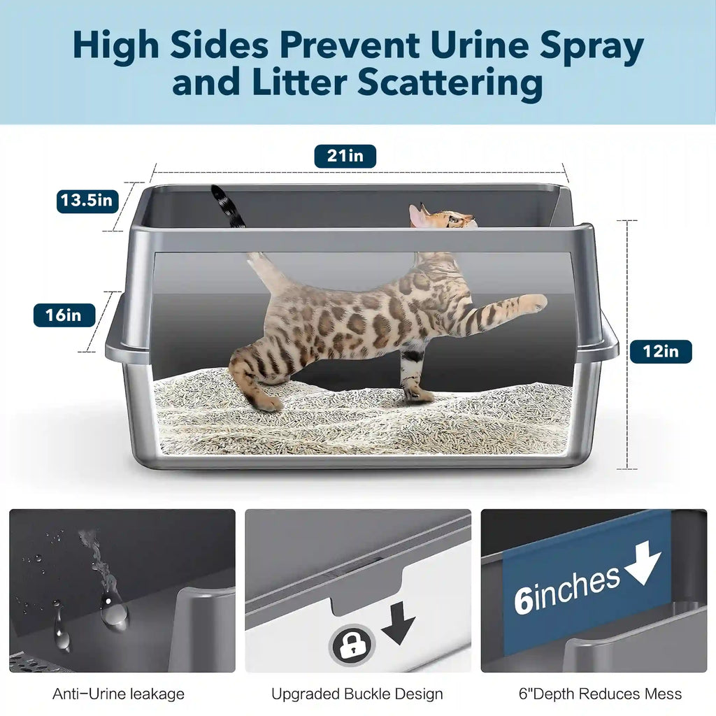 XXL Stainless Steel Cat Litter Box with Lid –  My cat's litter box outlasted my last relationship 😂 — stainless steel, rust-proof, odor-free forever"