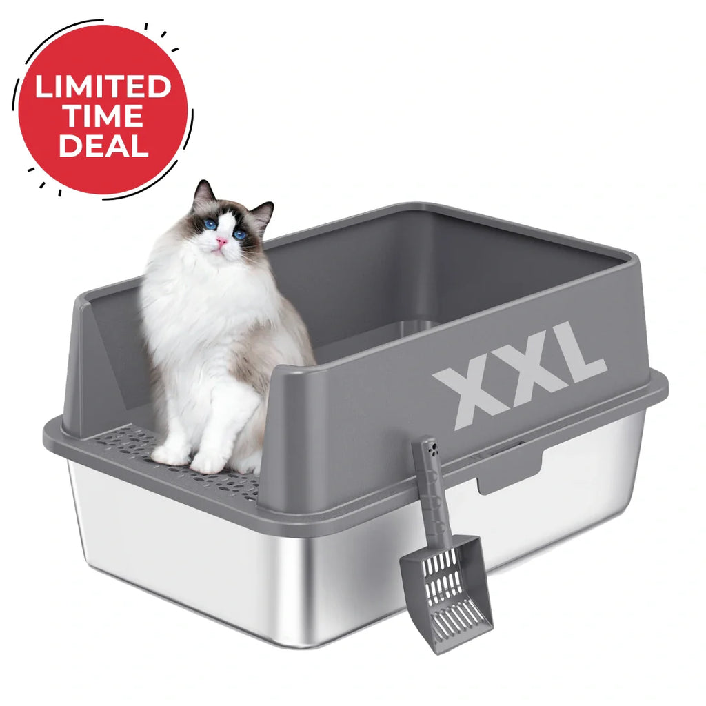 XXL Stainless Steel Cat Litter Box with Lid –  My cat's litter box outlasted my last relationship 😂 — stainless steel, rust-proof, odor-free forever"