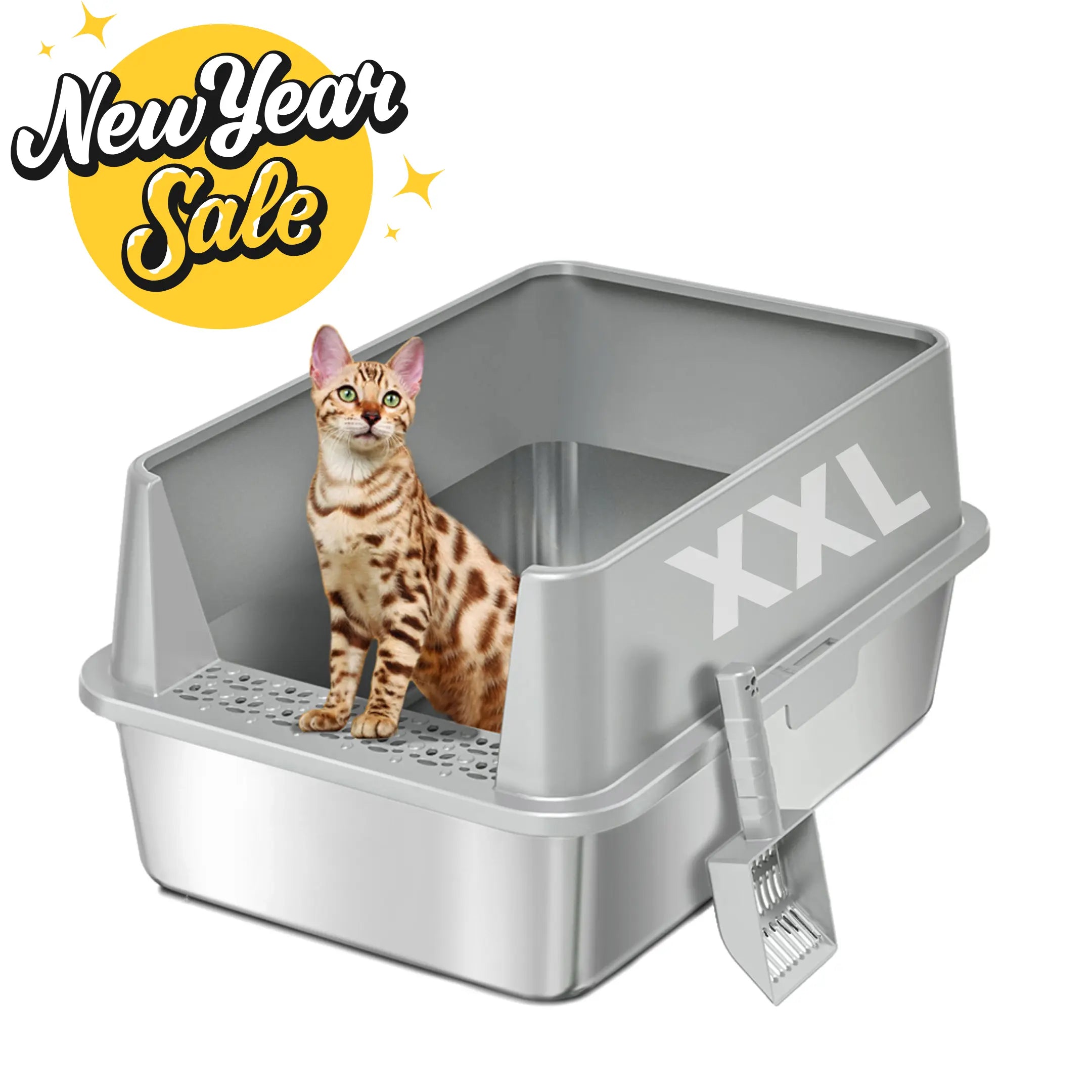XXL Stainless Steel Cat Litter Box with Lid –  My cat's litter box outlasted my last relationship 😂 — stainless steel, rust-proof, odor-free forever"