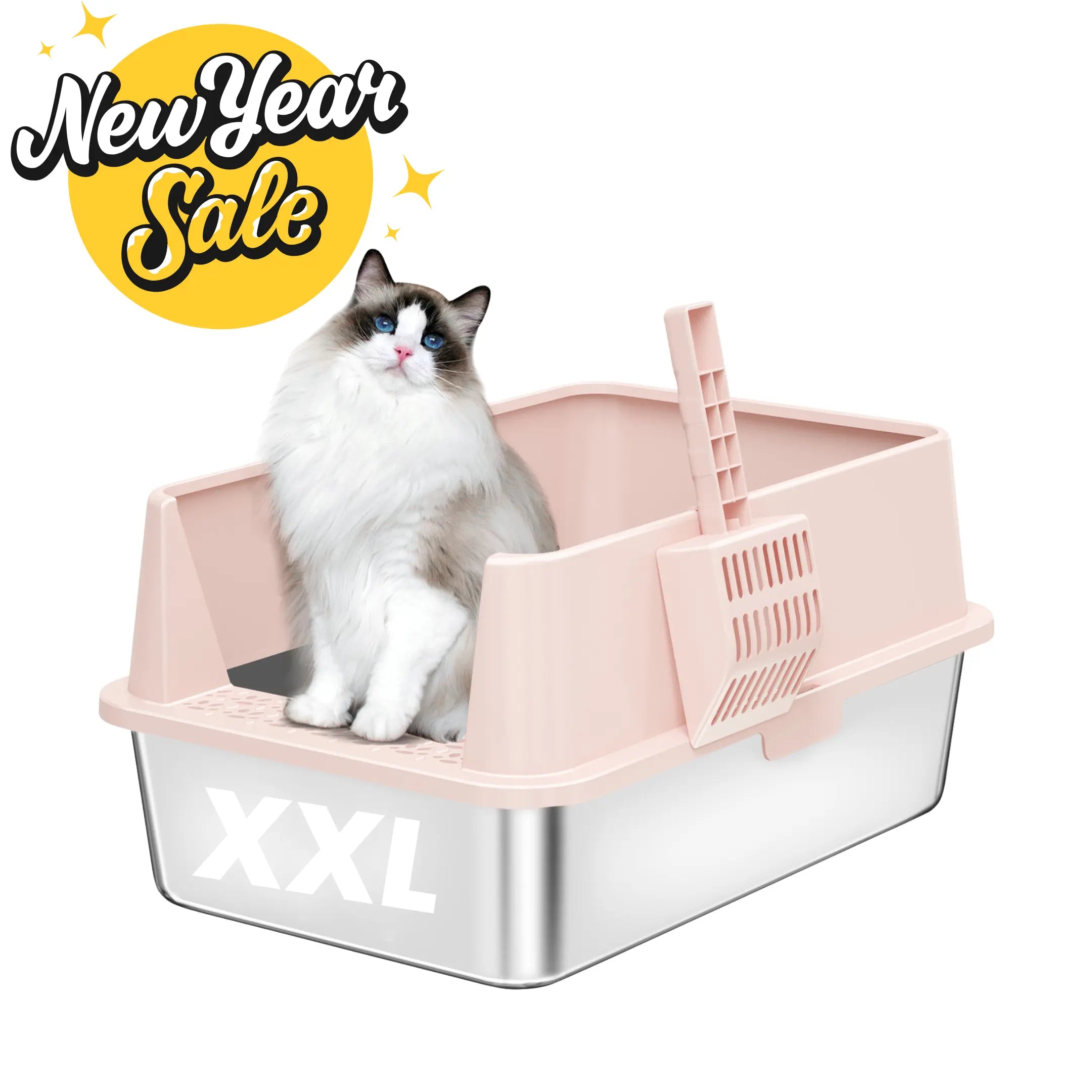 XXL Stainless Steel Cat Litter Box with Lid –  My cat's litter box outlasted my last relationship 😂 — stainless steel, rust-proof, odor-free forever"