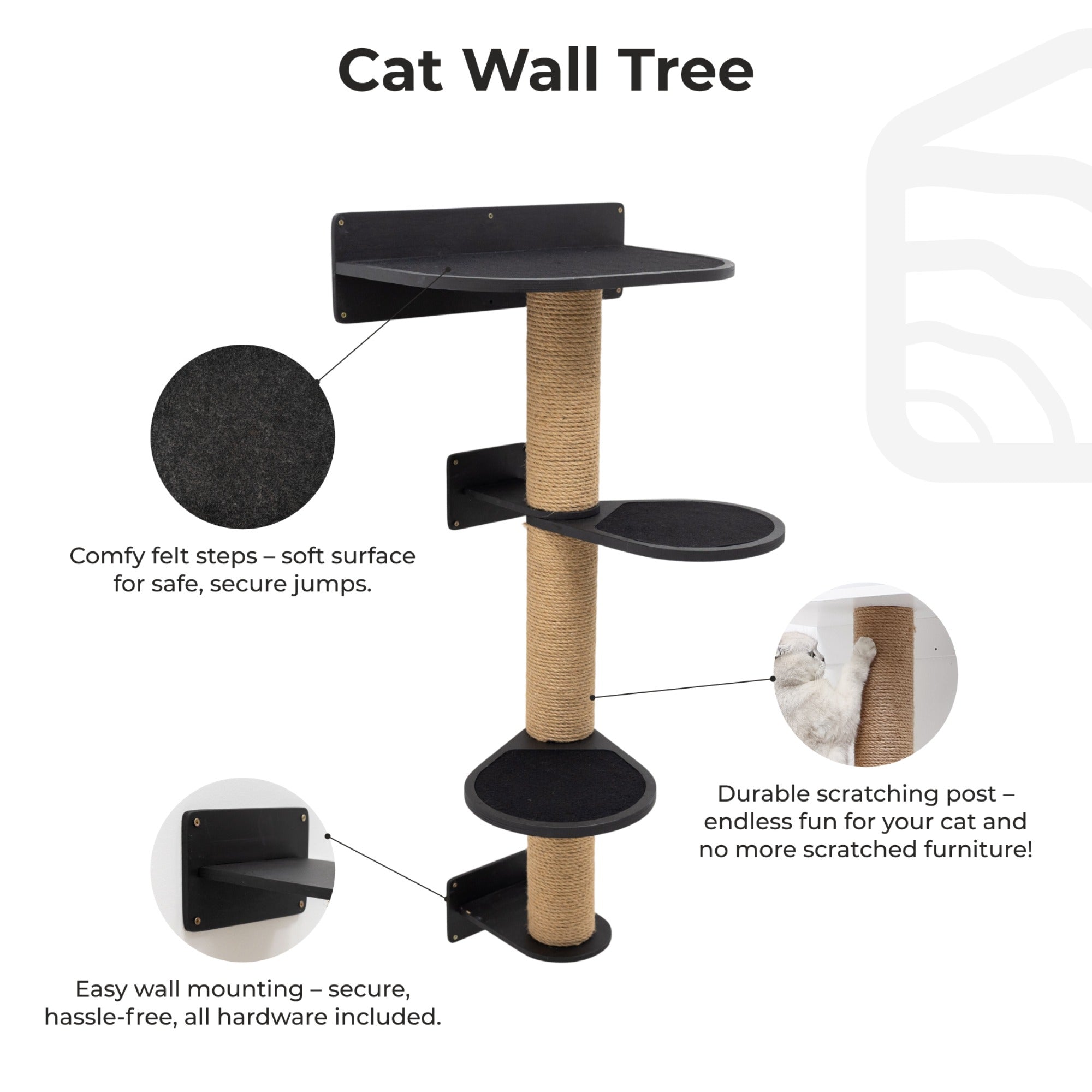Peaceful Medium Cat Tree – Black