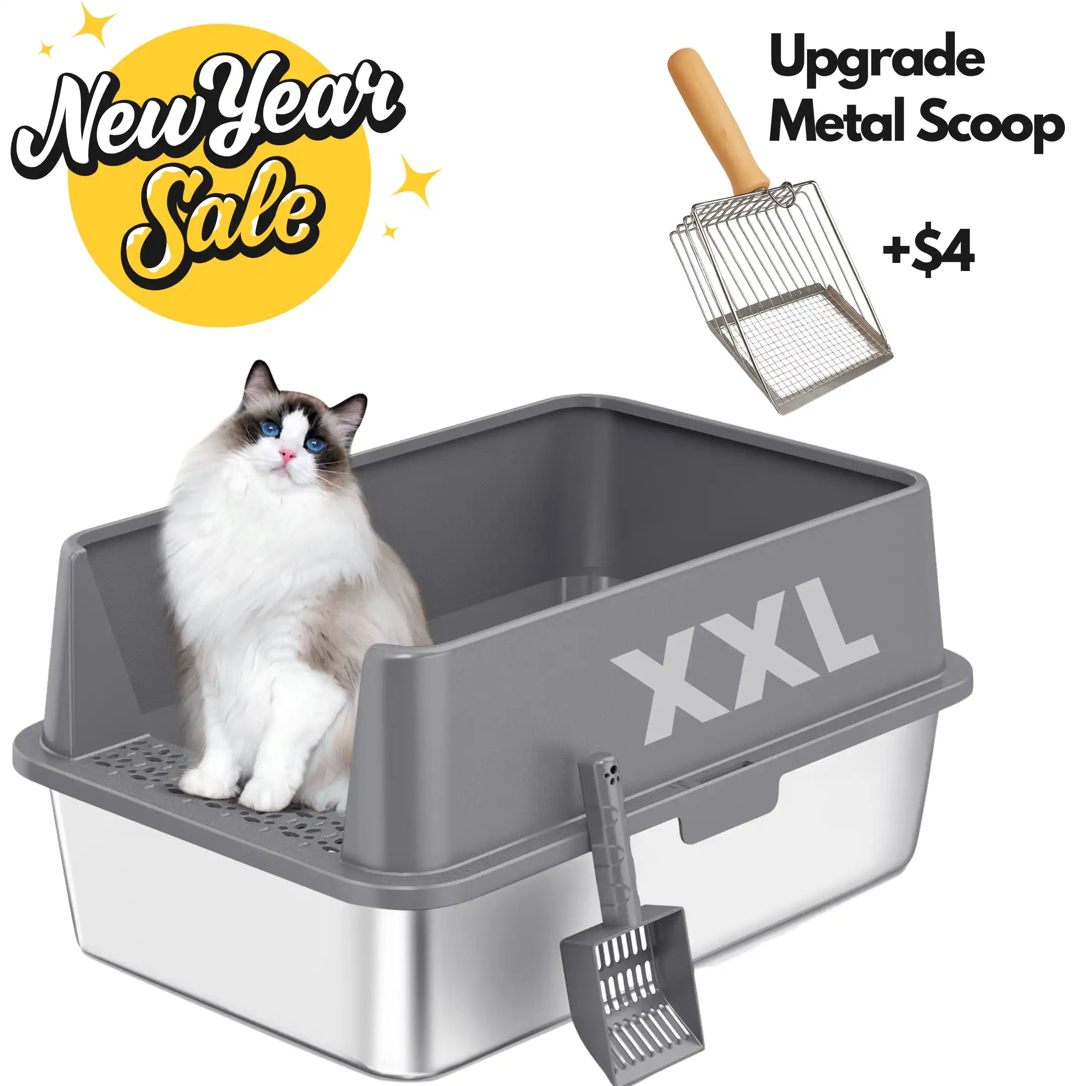 XXL Stainless Steel Cat Litter Box with Lid –  My cat's litter box outlasted my last relationship 😂 — stainless steel, rust-proof, odor-free forever"