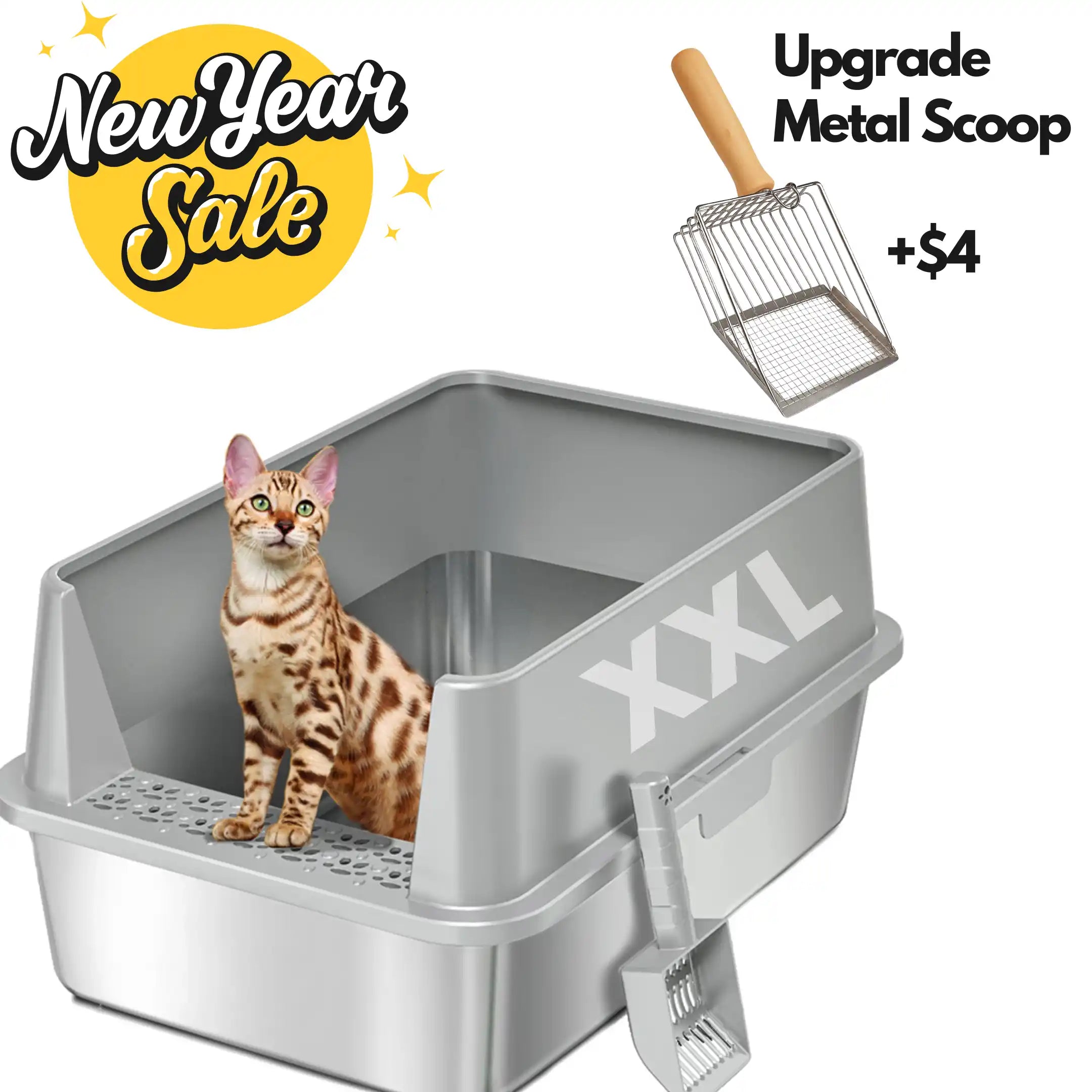 XXL Stainless Steel Cat Litter Box with Lid –  My cat's litter box outlasted my last relationship 😂 — stainless steel, rust-proof, odor-free forever"