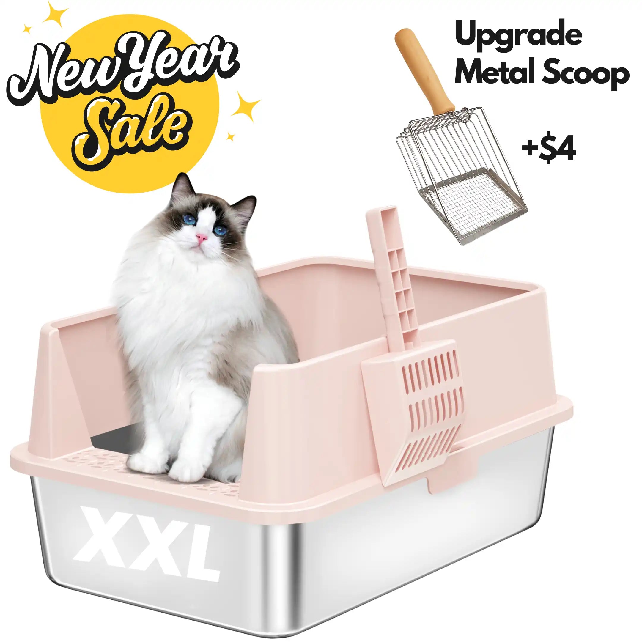 XXL Stainless Steel Cat Litter Box with Lid –  My cat's litter box outlasted my last relationship 😂 — stainless steel, rust-proof, odor-free forever"